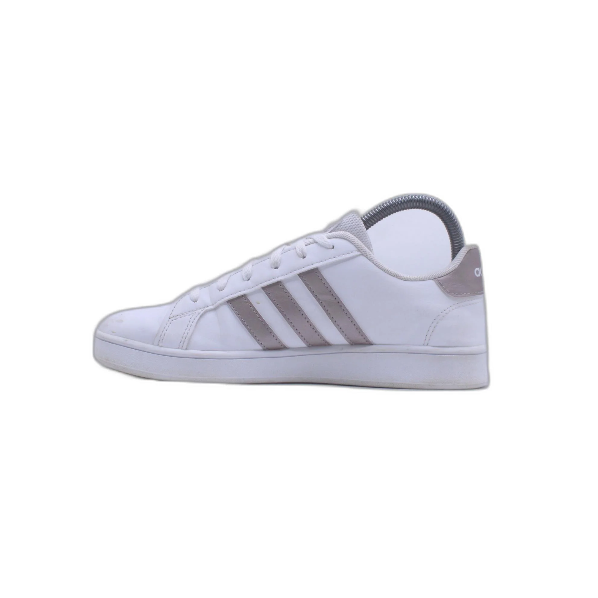 Adidas Grand Court K White & Gold Granite Stripe Tennis Shoes - Image 2