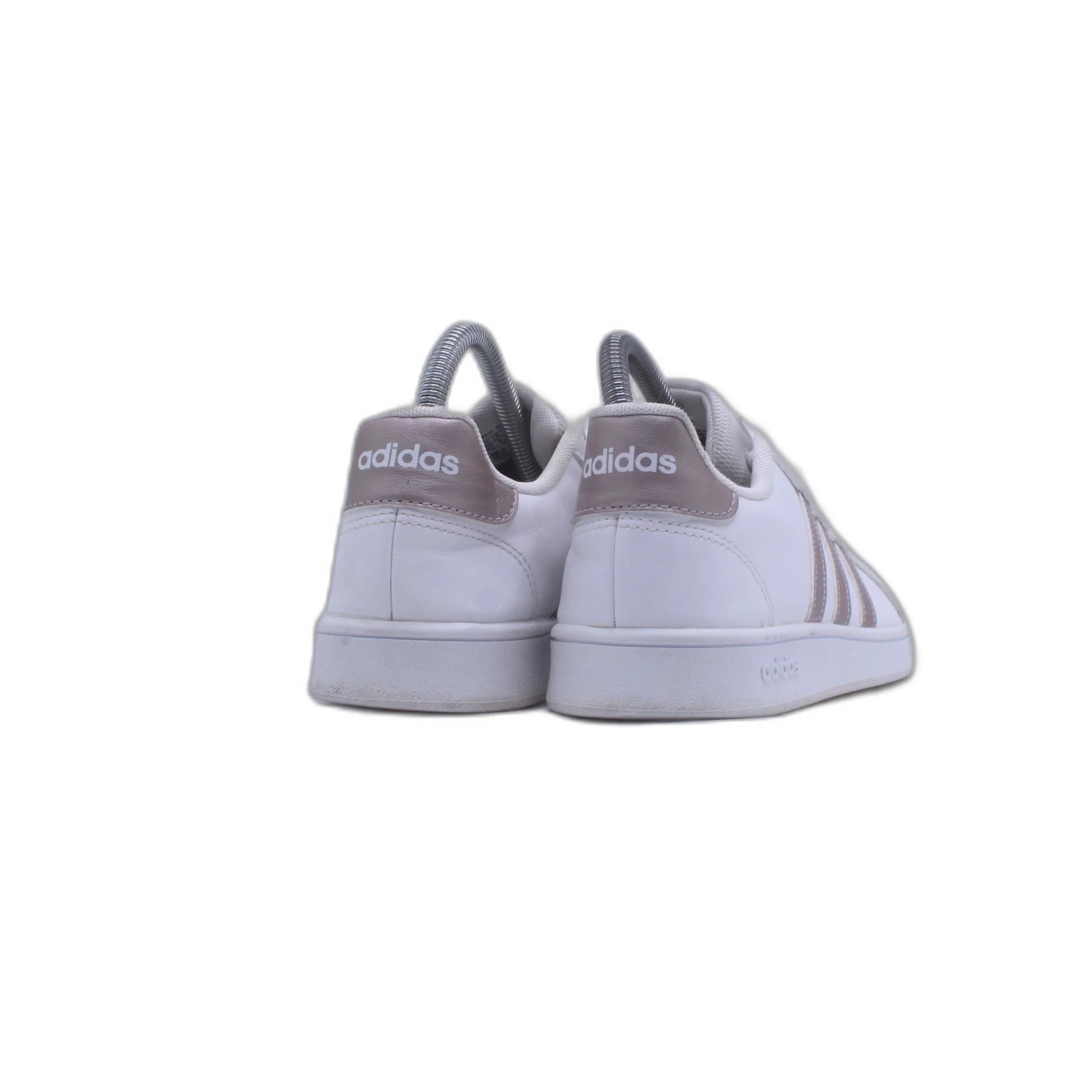 Adidas Grand Court K White & Gold Granite Stripe Tennis Shoes - Image 4