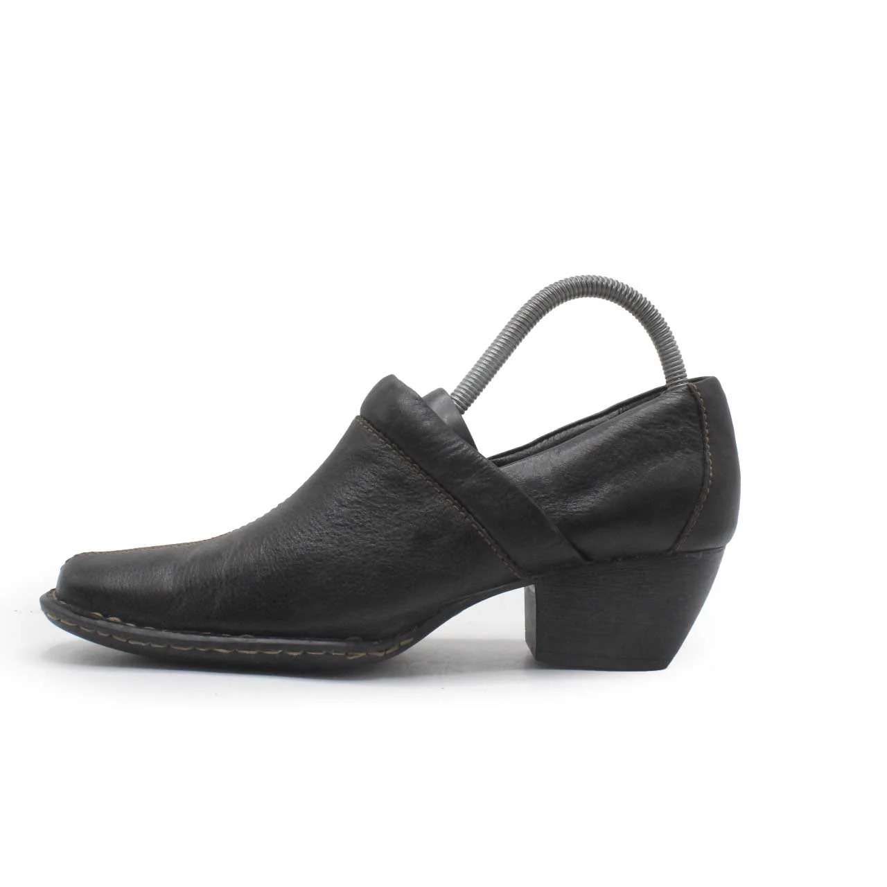 Born Square Toe Heels Black Leather Slip On - Image 3