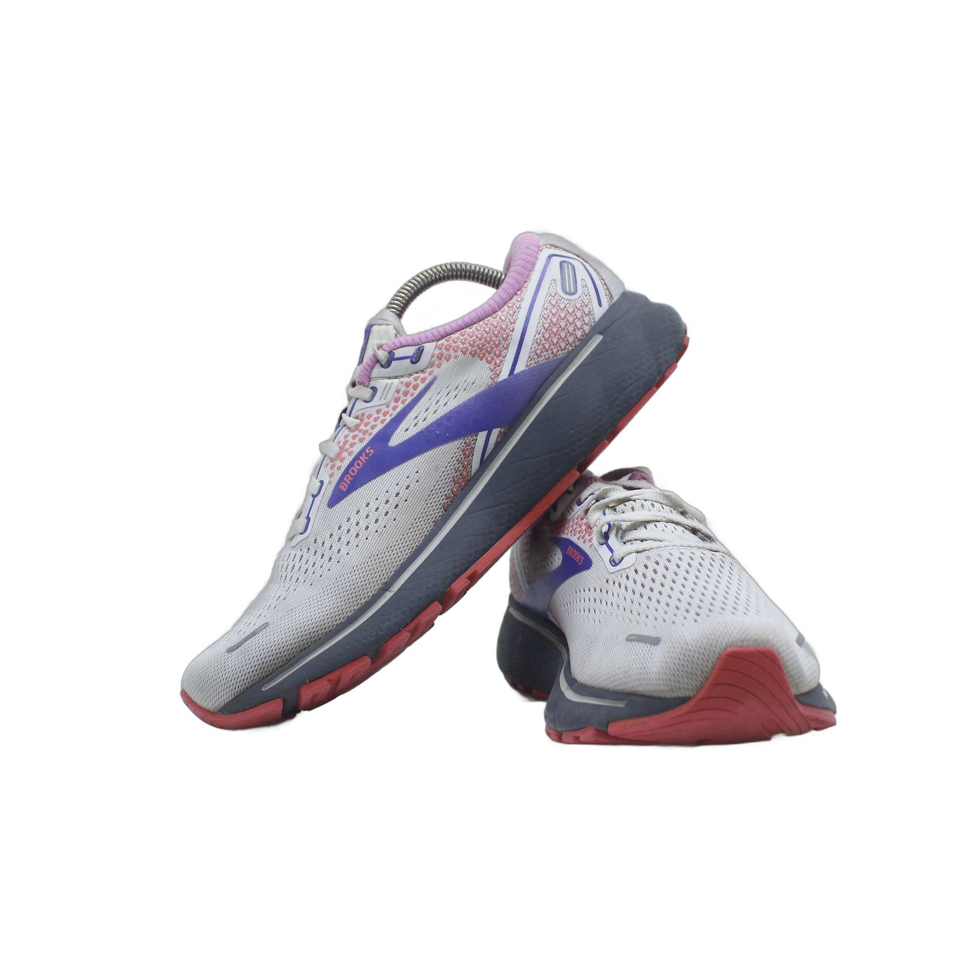Brooks Ghost Gray Blue Red Running Shoe - Image 5