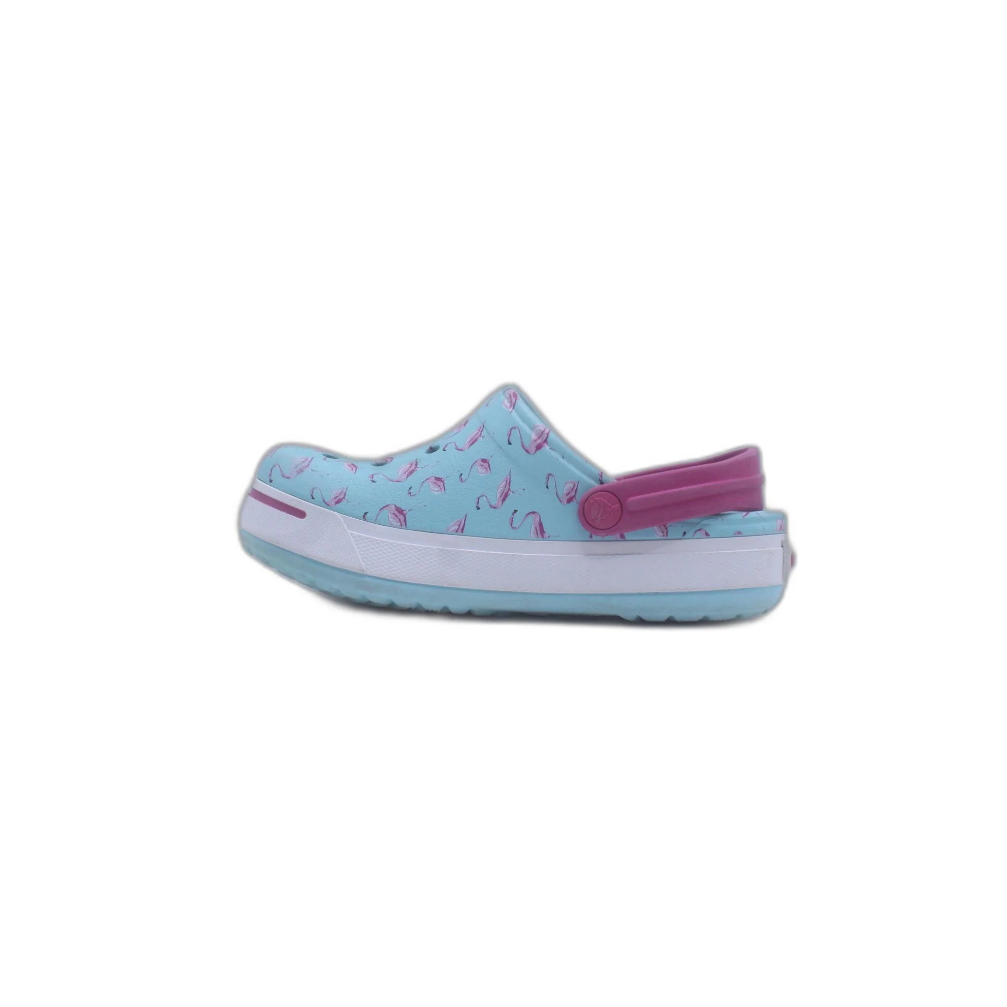 Crocs Blue With Pink Flamingo Print - Image 2