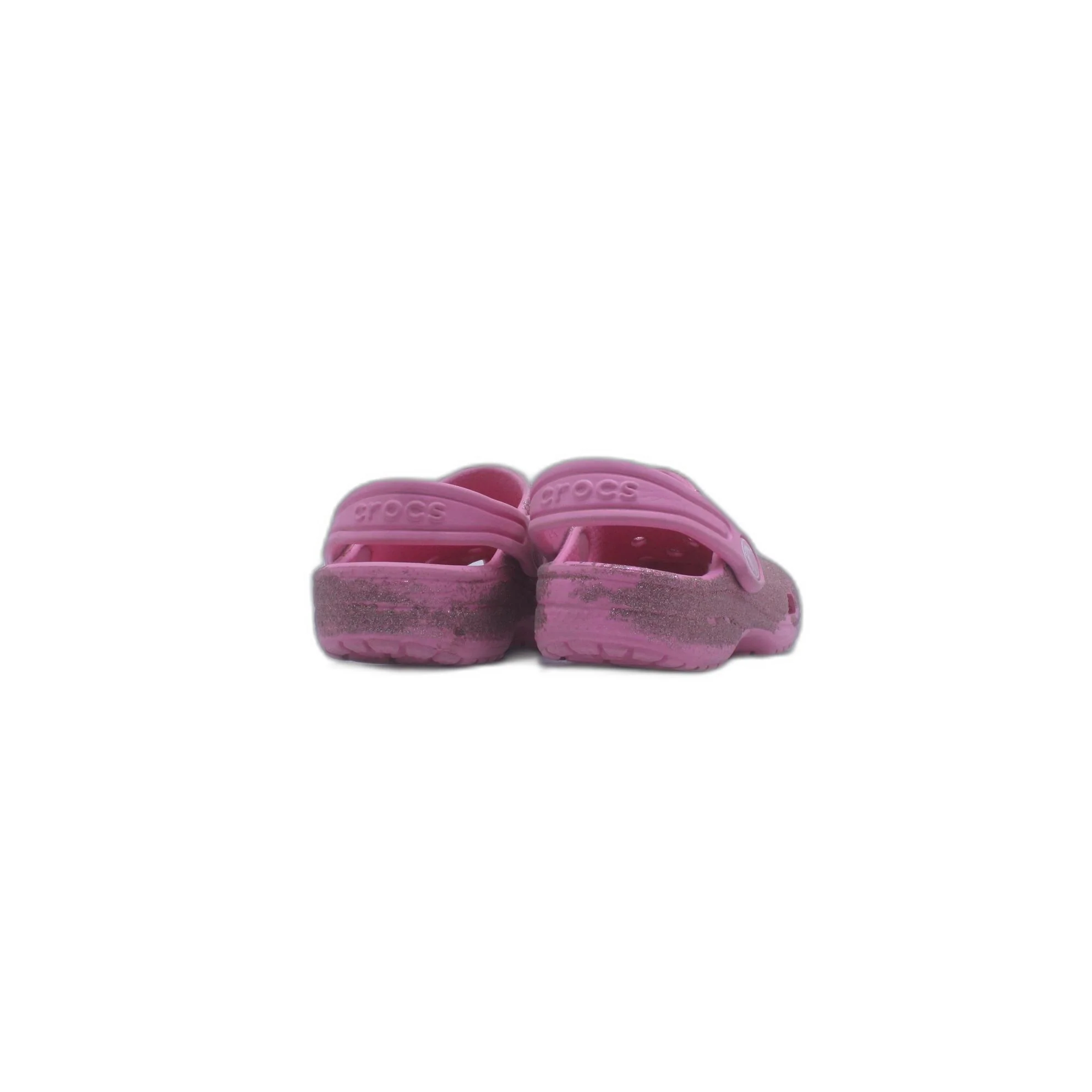 Crocs Classic Pink Glitter Clogs Slip On Shoes - Image 3
