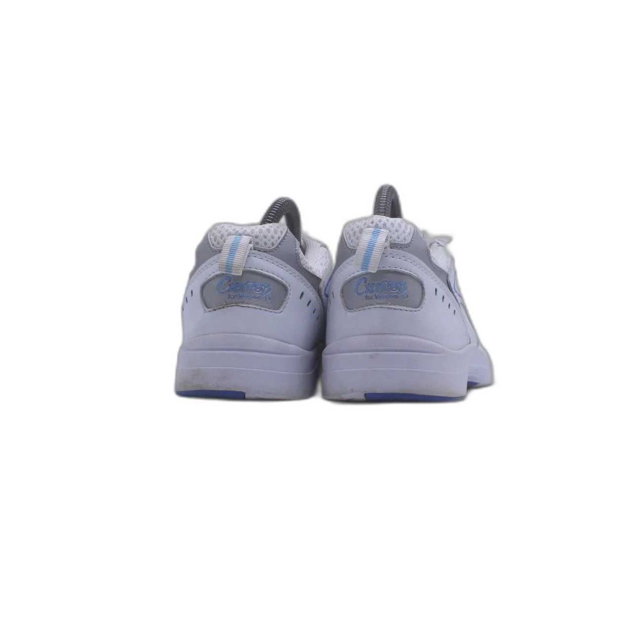 Curves for Women White Blue Faux Leather Gym Workout Shoe - Image 4