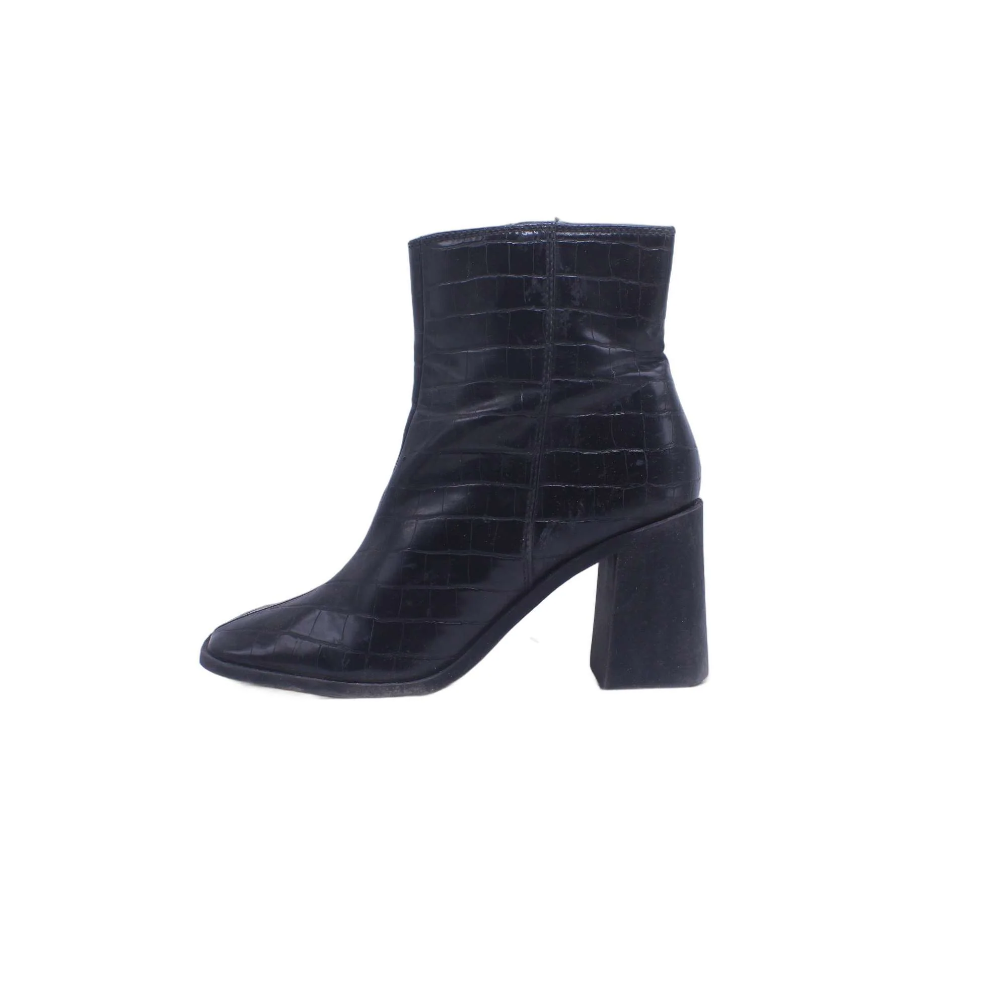 M & S Black Leather Heel Boot - Image 3
