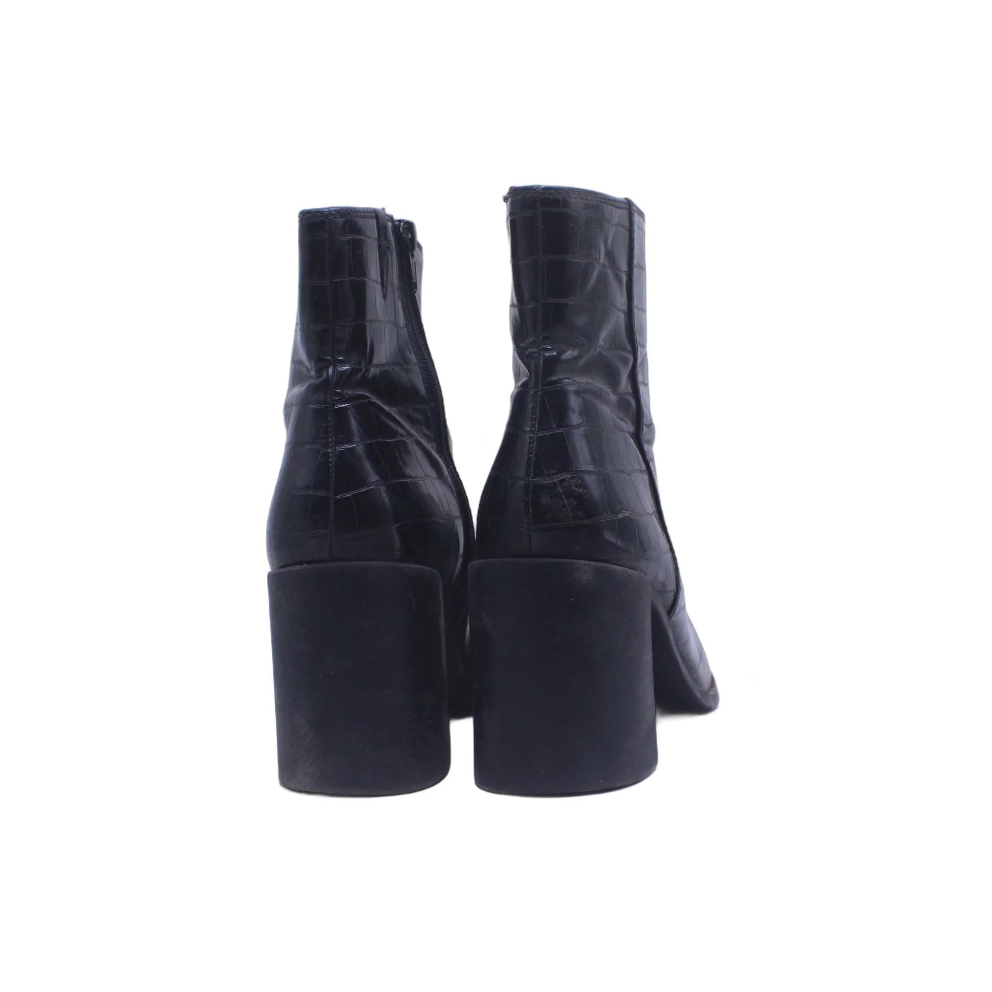 M & S Black Leather Heel Boot - Image 5