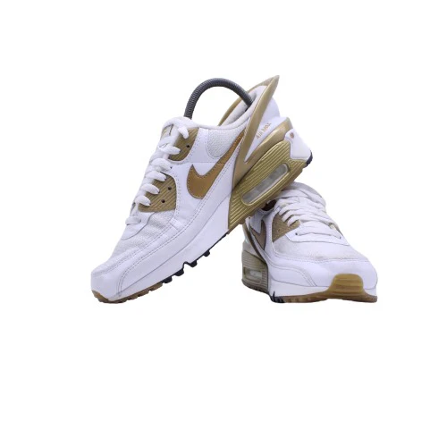 Nike Air Max 90 FlyEase White Metallic Gold Shoes - Image 5