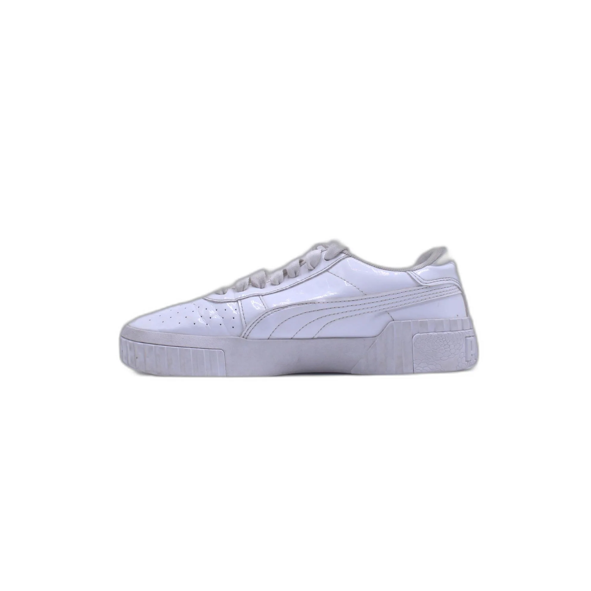 Puma White Leather Strap Lace Up Mens Trainer - Image 2