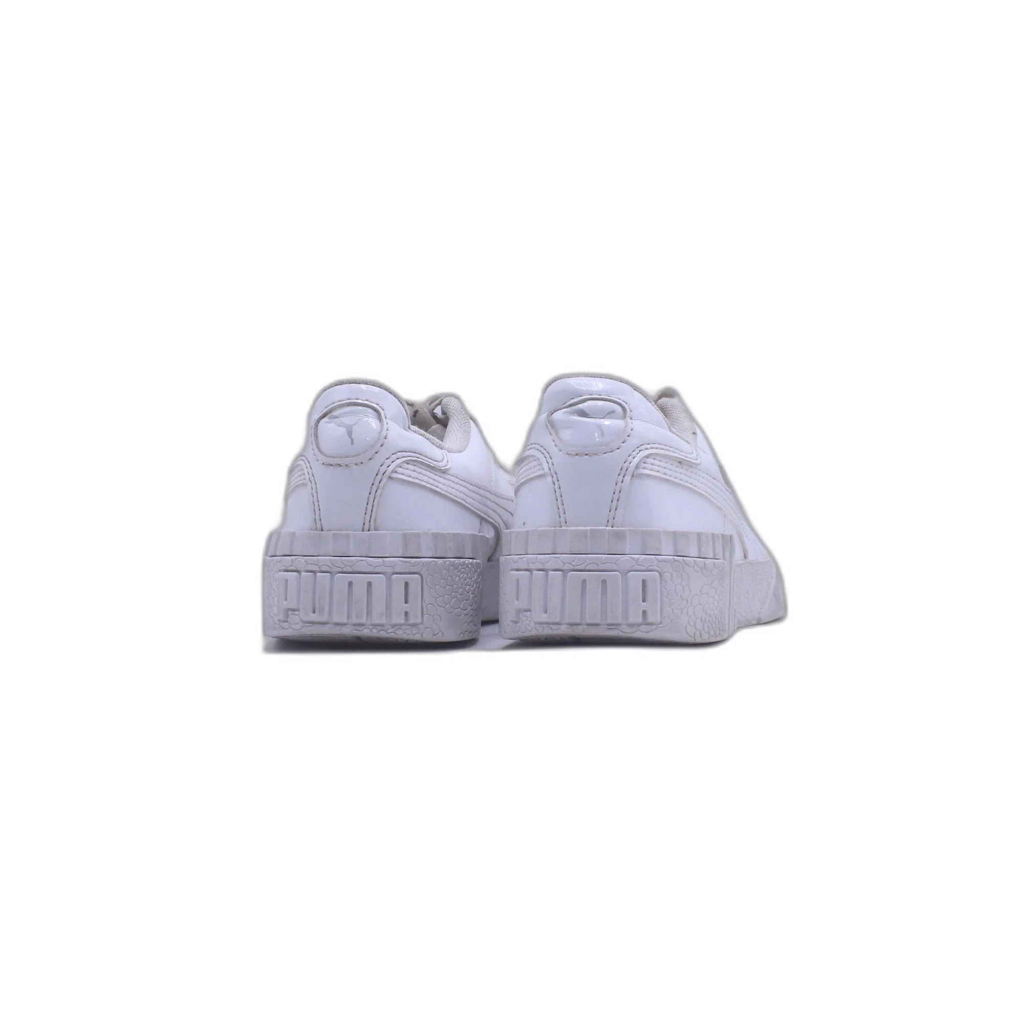 Puma White Leather Strap Lace Up Mens Trainer - Image 4