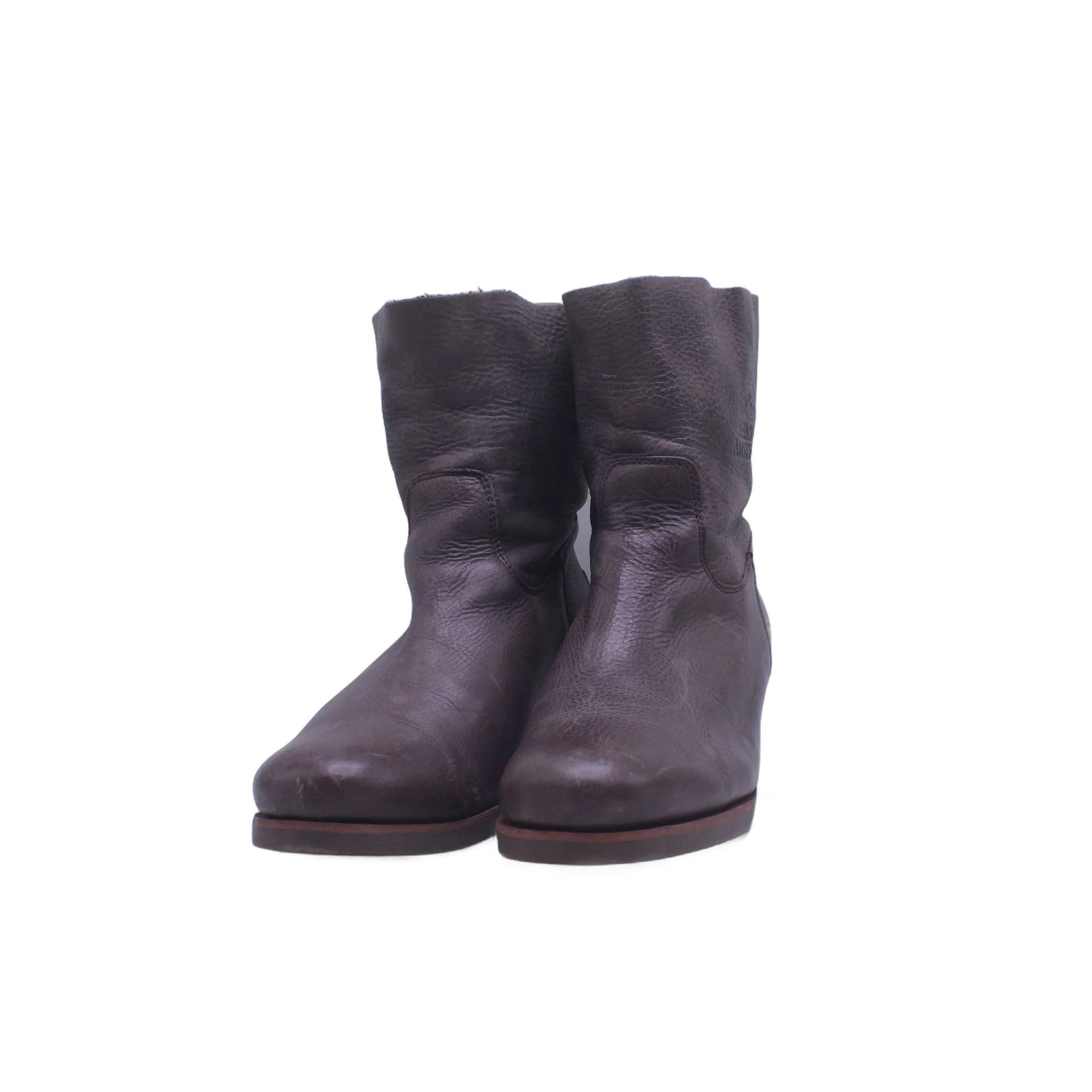 Shabbies Womens Frye Cara Roper Short Chocolate Brown Ankle Boot