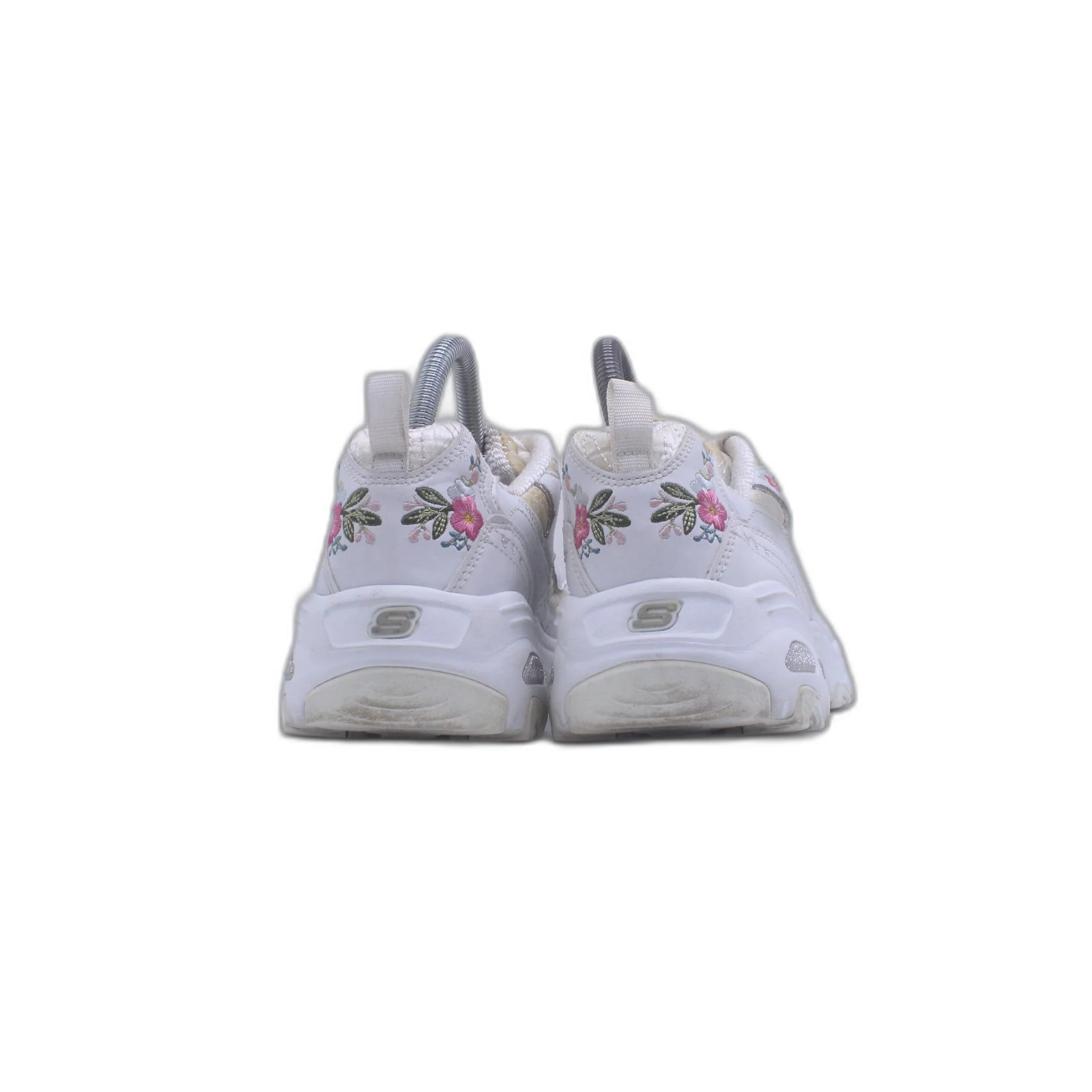 Skechers Wide Fit Air Cooled Memory Foam Embroidered White Pink Rose Shoes - Image 3