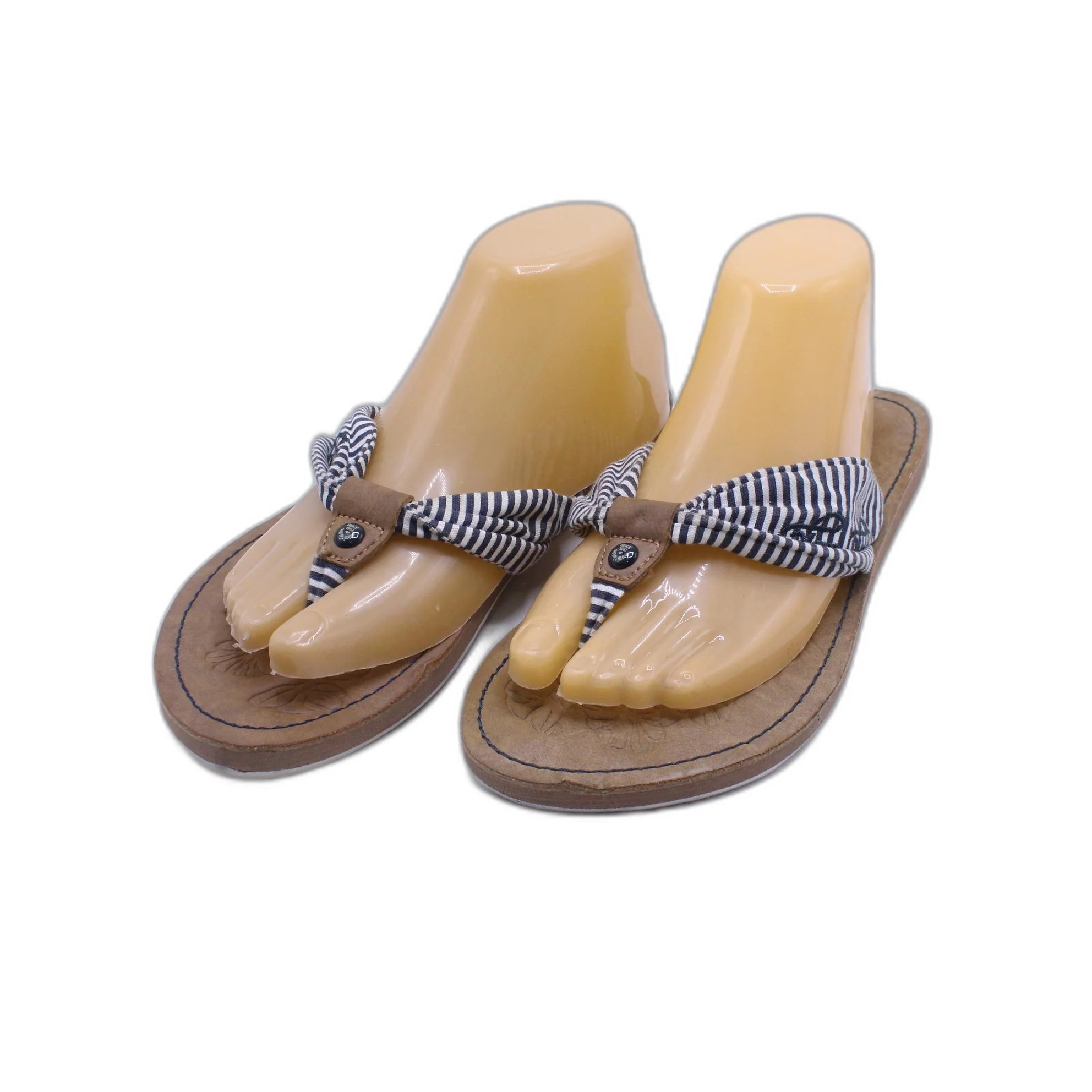 Sperry Sandals Flip Flop Thong Brown Leather Toe Post Slip On - Image 3