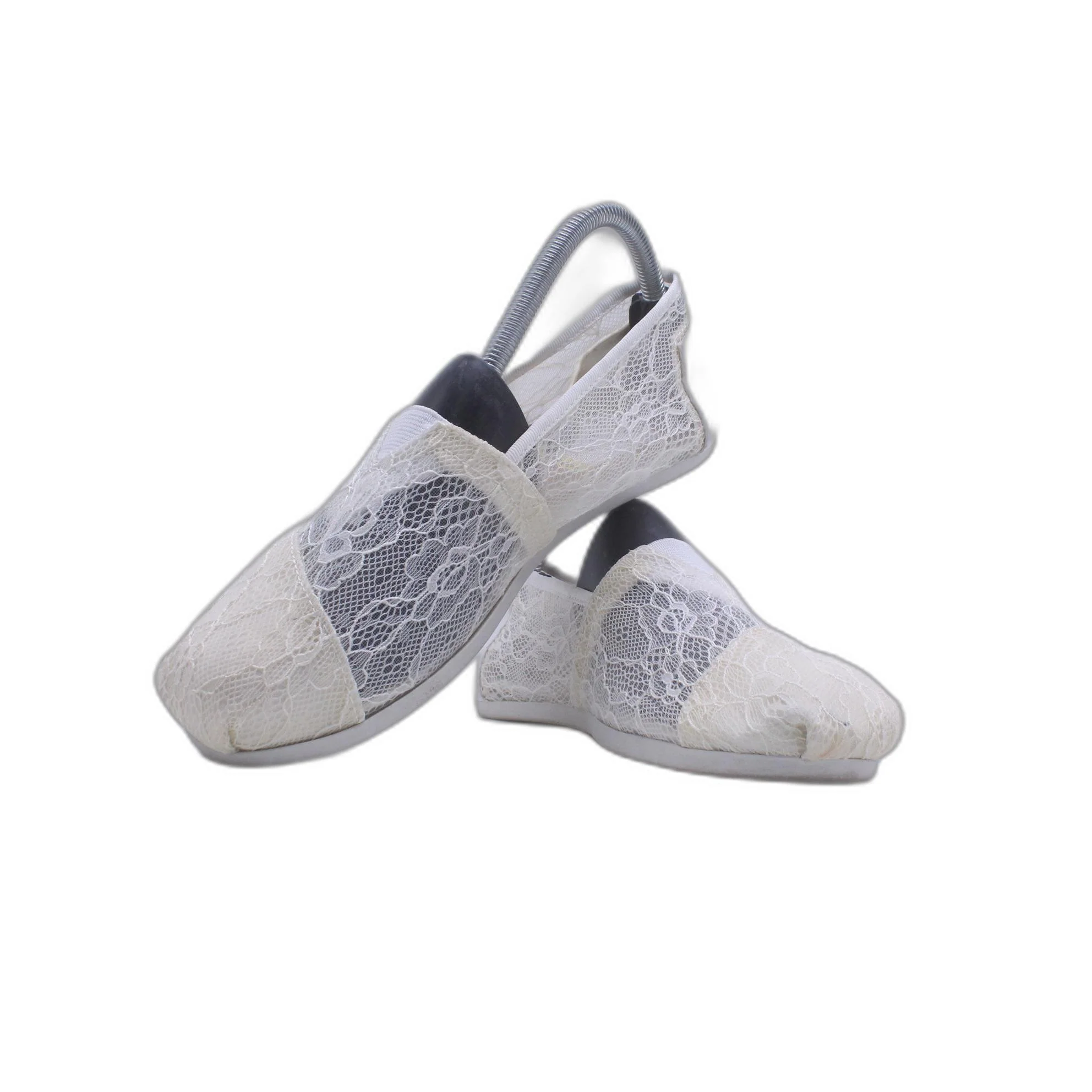 TOMS Classic Light Grey Lace Ladies Shoe - Image 5
