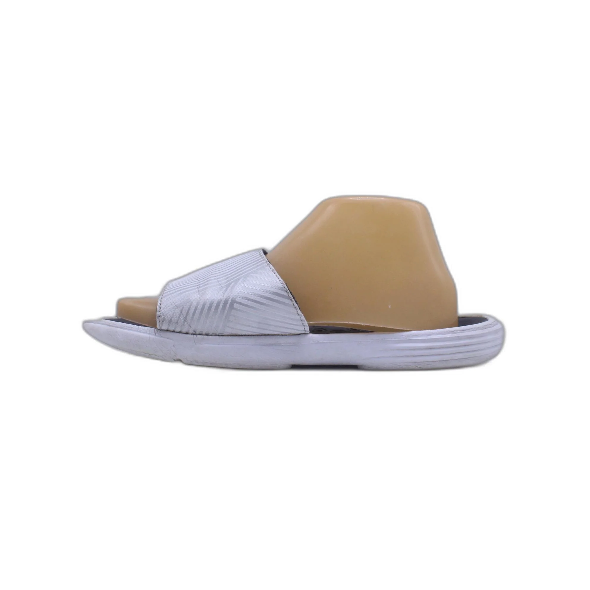 Under Armour Sandals Youth 7 Ignite VI Slides Foam Adjustable Strap White Black - Image 2