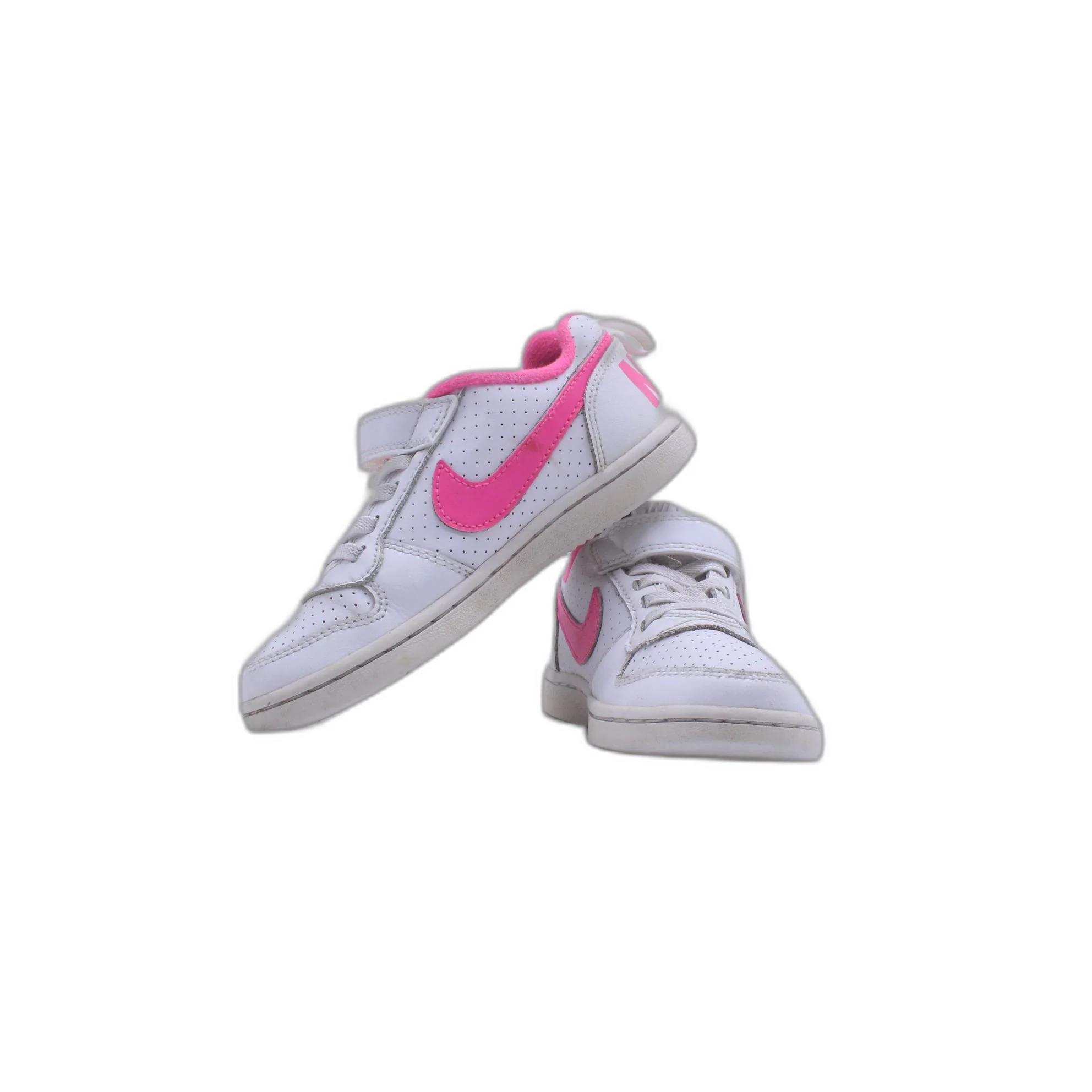 WHITE NIKE COURT BOROUGH LOW TRAINERS PINK FLASH KIDS - Image 4